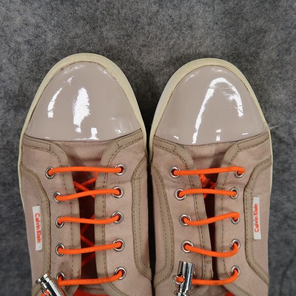 Calvin Klein Shoes Womens 7.5 Fashion Sneaker Flats Nia Drawstring Beige Orange - Picture 8 of 13